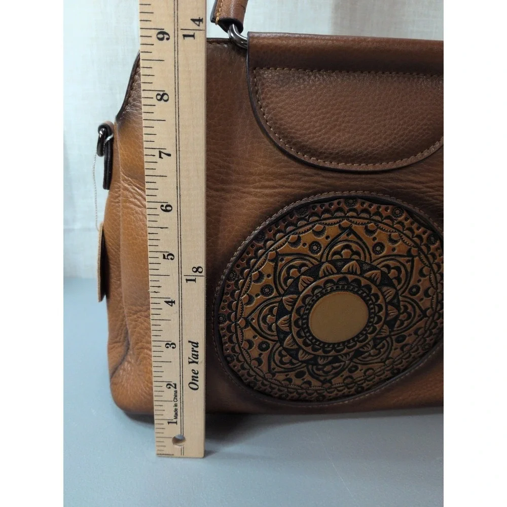 Leather Purse With Medallion Design NEW With Crossbody Strap